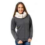 Sherpa Fleece Turtle Neck Zip Hoodie - Peach Finish